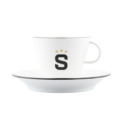 Šálek s podšálkem Sparta logo "S" bílý