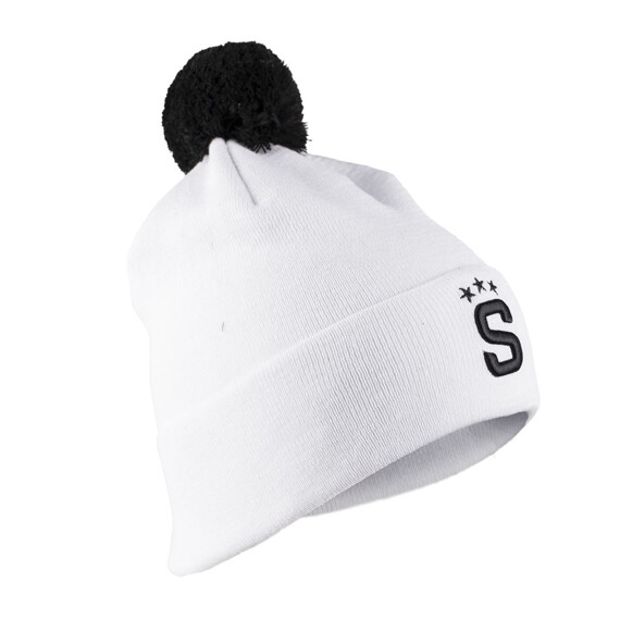 Kulich Sparta "S" bílý s černou bambulí dětský